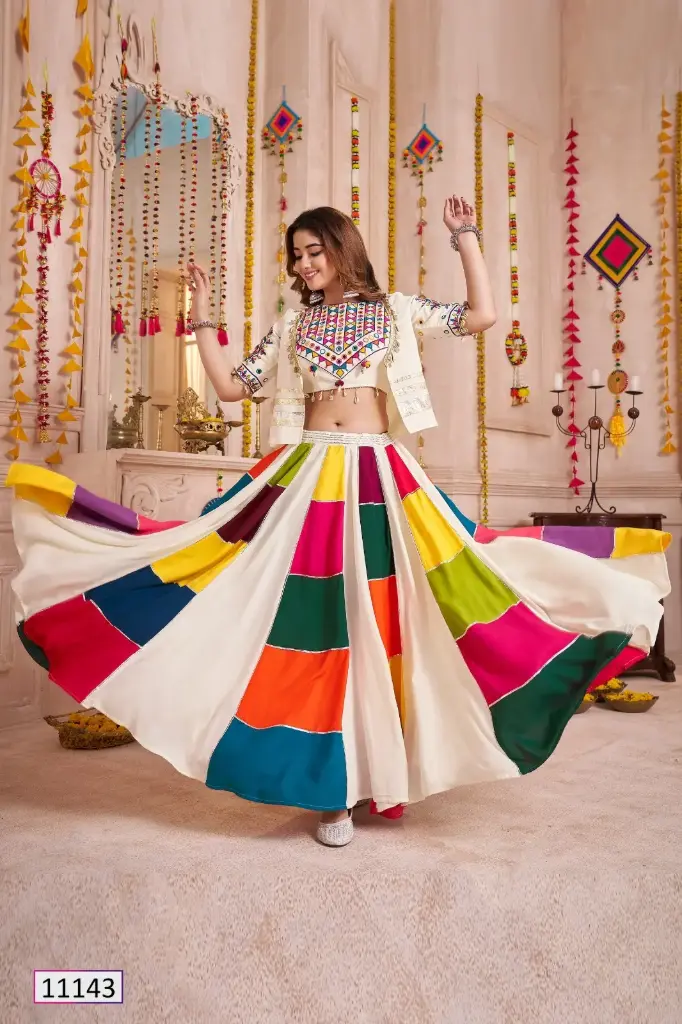 Jacket Style Designer Multi Color Chaniya Choli for Navratri: N101