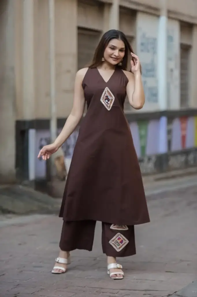 Kutchi patch work pure cotton cord set: C106 