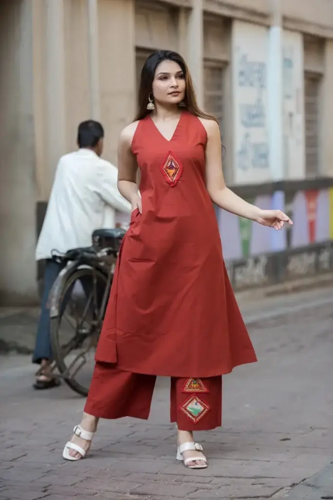 Kutchi patch work pure cotton cord set: C107