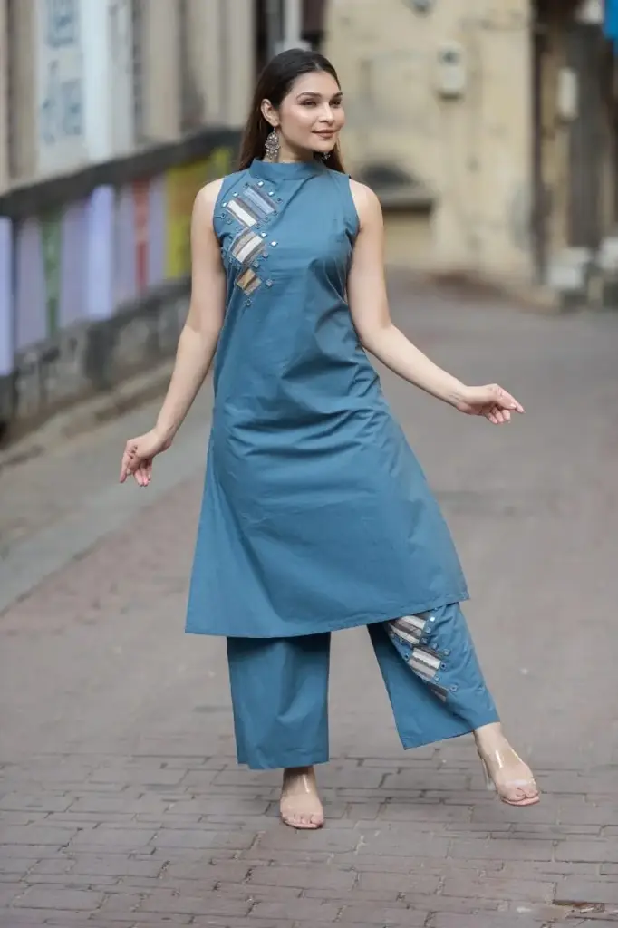 Kutchi patch work pure cotton cord set: C108